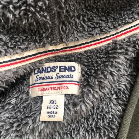 LANDS END , SUPER COZY SHERPA HOODIE, OLIVE, XXL - Picture 4 of 4